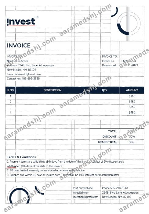 Financial Advisor Invoice Template